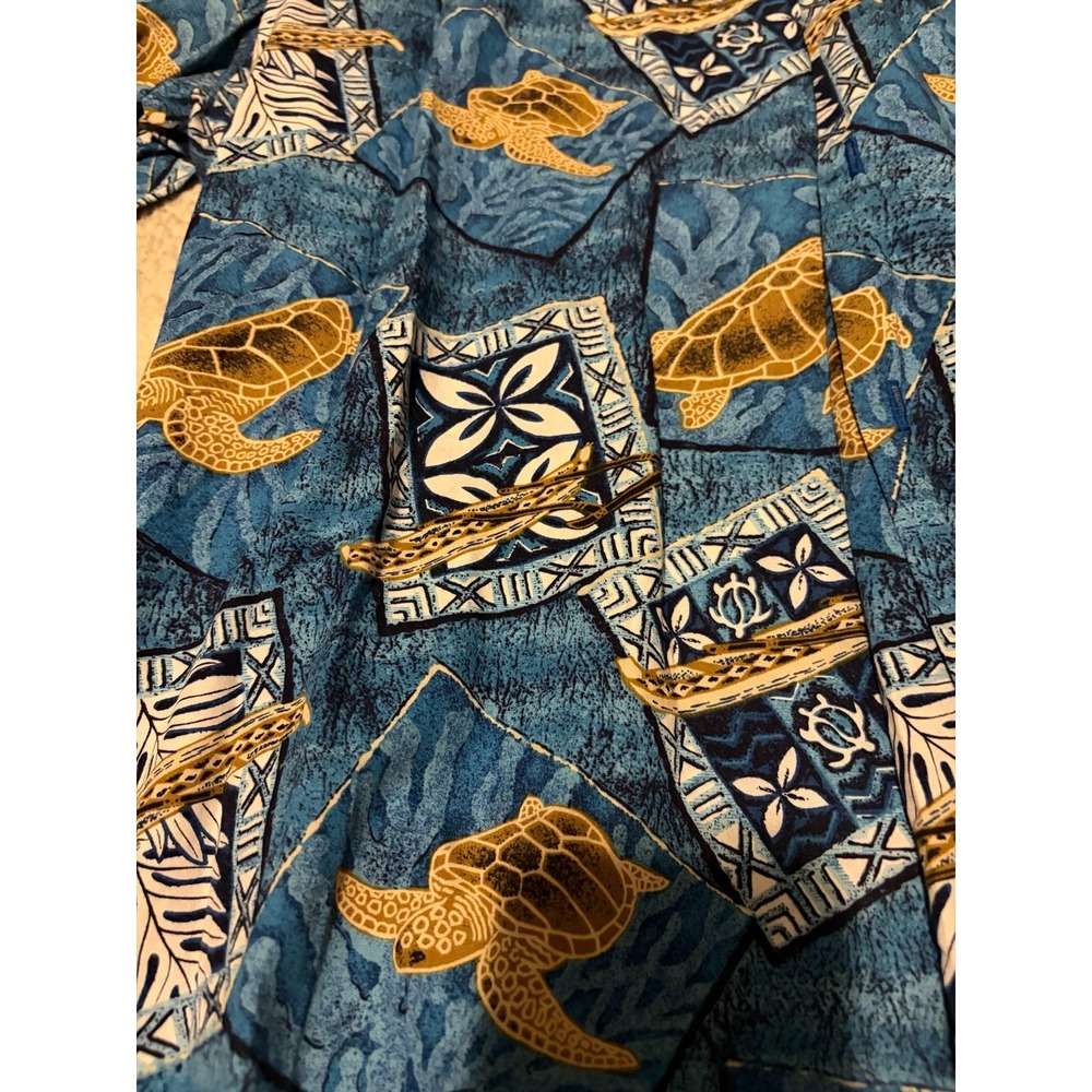 Kalena Fashions Hawaii Button Up Shirt Mens Large Blue Sea Turtle Aloha SKU 57 - Picture 2 of 5